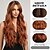 cheap Synthetic Trendy Wigs-Orange Wig for Women Long Ombre Auburn Dark Roots Wavy Curly Heat Resistant Synthetic Wigs with Bangs Natural High Density Layered Hair for Cosplay Party Halloween 26In