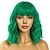 Χαμηλού Κόστους Περούκες μεταμφιέσεων-σκούρο πράσινο κοντές περούκες bob με κτυπήματα για γυναίκες χαλαρή κυματιστή περούκα σγουρή κυματιστή περούκα μπομπ συνθετική cosplay περούκα για κορίτσι πολύχρωμες περούκες στολής St.patrick&#039;s day