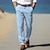 cheap Linen Pants-Men&#039;s Linen Pants Trousers Summer Pants Beach Pants Front Pocket Straight Leg Plain Comfort Breathable Formal Business Holiday Linen Cotton Blend Fashion Basic White Blue