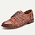 baratos Sapatos Oxford para Homem-Sapatos sociais masculinos marrom floral estampado brogue couro italiano de grão integral couro antiderrapante cadarço