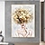 abordables Peintures portraits-Peinture sur toile abstraite tête de femme avec fleurs, figure moderne, tableau d&#039;art mural peint à la main pour décoration de salon, sans cadre