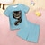 levne Dívčí 3D pyžamo-dívčí 3D tričko pro kočky &amp; šortky pyžamový set růžový krátký rukáv 3D tisk léto aktivní móda roztomilý polyester děti 3-12 let posádka krk domácí kauzální vnitřní regular fit
