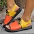 זול סנדלי נשים-בגדי ריקוד נשים סנדלים בוהו נעליים רומיות יומי חוף קיץ שטוח בוהמיה וינטאג&#039; יום יומי PU שחור כתום חום