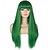 billige Kostymeparykk-kvinners 26 lange rett grønne syntetiske motstandsdyktige hårparykker med smell naturlig parykk for kvinner halloween cosplay St.Patrick&#039;s day parykker