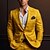 cheap Men&#039;s-Men&#039;s Matching Sets Yellow Blazer Sets Long Sleeve Lapel Wedding Event / Party Plaid 2 Piece Polyester Spring &amp;  Fall