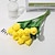 cheap Home &amp; Decor-10Pcs Peach Artificial Tulips Silk Flowers Long Stem and Green Leaves Fake Flowers Decoration for Vase Wedding Party Kitchen Office Home Bedroom Table Centerpiece Decor