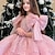 cheap Party Dresses-Kids Girls&#039; Party Dress Solid Color 3/4 Length Sleeve Performance Wedding Mesh Princess Sweet Mesh Mid-Calf Sheath Dress Tulle Dress Flower Girl&#039;s Dress Summer Spring Fall 2-12 Years Champagne Pink