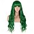 billige Kostumeparykker-lang bølget grøn paryk med pandehår varmebestandigt syntetisk hår parykker til kvinder halloween kostume cosplay fest St.Patrick&#039;s day parykker