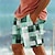 billiga Tryckta shorts-rutigt färgblock herrresort 3d-tryckta boardshorts badbyxor elastisk midja med dragsko med meshfoder aloha hawaiiansk stil semesterstrand s till 3xl