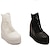 זול נעלי חתונות-נעלי חתונה לנשים מגפי כלה שושבינה אלגנטית אופנה סקסית רקמה שחורה לבן תחרה pu פלטפורמת נעלי עקב טריז מסיבת חתונה