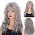cheap Synthetic Trendy Wigs-Grey Wigs with Bangs Long Curly Synthetic Wigs for Women Daily Cosplay Party