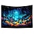 cheap Blacklight Tapestries-Blacklight Tapestry UV Reactive Glow in the Dark Forest Trippy Folk Art Misty Nature Landscape Hanging Tapestry Wall Art Mural for Living Room Bedroom