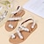 cheap Wedding Shoes-Women&#039;s Sandals Wedding Shoes for Bride Bridesmaid Women Peep Toe White PU With Lace Flower Flat Heel Wedding Party Beach Wedding Vacation Daily Classic Casual Boho Bohemia