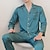 זול טרנדי-לזוג פיג&#039;מות הלבשת כסאות צבע אחיד קזו&#039;אל סוף שבוע כחול נייבי שרוול ארוך יומי צווארון חולצה קיץ &amp; אביב