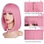 cheap Synthetic Trendy Wigs-Pink Bob Wig with Bangs for Women 12 Inch Short Straight Pink Wigs Synthetic Colored Wigs