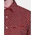 رخيصةأون زر قميص الرجال-رجالي قميص زر حتى القميص قميص غير رسمي أحمر كم طويل منقط Lapel مناسب للبس اليومي عطلة جيب أمامي ملابس موضة كاجوال مريح