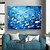 preiswerte Tiergemälde-handgemaltes abstraktes Ölgemälde mit schwimmenden Fischen auf Leinwand, extra großes handgemachtes Wandkunstgemälde, blaues Ozeankunstgemälde, individuelles Gemälde, minimalistisches Kunstwerk für