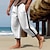 Χαμηλού Κόστους λινό παντελόνι-Ανδρικά Λευκά παντελόνια Καλοκαίρι παντελόνι Παντελόνι παραλίας Κουρελού Φερμουάρ Κορδόνι Συνδυασμός Χρωμάτων Άνεση Αναπνέει Causal Καθημερινά Αργίες Μείγμα Λινό / Βαμβάκι Μοντέρνα Κλασσικό στυλ