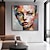 cheap People Paintings-Hand painted Woman Face painting handmade Wall Art Figurative Painting Women Face Art Colorful Acrylic Painting Creative Abstract painting Modern Wall Art painting for living room bedroom hotel decora