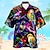 olcso Férfi hawaii ing-sziklamacska papagáj neon színű férfi üdülőhely hawaii 3d nyomott ing gomb fel rövid ujjú nyári ing vakáció napi viselet s to 3xl