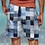 Недорогие Мужские шорты с принтом-клетчатые мужские шорты с цветными блоками и 3D-принтом, плавки, эластичная талия, кулиска, сетчатая подкладка, aloha, гавайский стиль, отдых на пляже от s до 3xl
