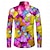 cheap Men&#039;s Printed Shirts-Color Block Colorful Men&#039;s  Subcultural Abstract 3D Printed Shirt Daily Wear Going out Spring Turndown Long Sleeve Yellow, Purple, Green S, M, L 4-Way Stretch Fabric Shirt