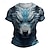 cheap Men&#039;s 3D T-shirts-Fantasy Wolf Designer Men&#039;s Subculture Style 3D T shirt Tee Sports Outdoor Holiday Going out T shirt Light Blue Red Blue Short Sleeve Crew Neck Shirt Spring &amp; Summer Clothing Apparel S M L