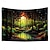 abordables Tapices de luz negra-Tapiz de luz negra UV reactivo que brilla en la oscuridad bosque trippy camino brumoso naturaleza paisaje colgante tapiz pared arte mural para sala dormitorio