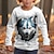 tanie chłopięce koszulki 3D-Dla chłopców 3D Lew Wilk Konik T-shirt Koszula Długi rękaw Druk 3D Wiosna Jesień Sport Moda Moda miejska Poliester Dzieci 3-12 lat Półgolf Na zewnątrz Codzienny Regularny