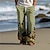 baratos Calça Casual Estampada Masculina-Calça casual masculina com listras florais, calça casual com estampa 3d, cintura elástica, cordão solto, perna reta, verão, praia, s a 3xl