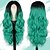 Χαμηλού Κόστους Περούκες μεταμφιέσεων-μακριά κυματιστή περούκα για γυναίκες ombre πράσινες περούκες μεσαίου μέρους γαλαζοπράσινες περούκες μακριά σγουρά συνθετικά μαλλιά ανθεκτικά στη θερμότητα με φυσική γραμμή μαλλιών για καθημερινή