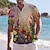 halpa Miesten havaijilainen paita-kukkagrafiikka miesten lomakeskustyyli 3d-painettu henley-paita nappipaita paita rento paita päivittäinen kuluminen loma menossa kevät &amp; kesä seisomakaulus lyhythihainen keltainen, violetti, oranssi s, m, t-paita
