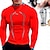 cheap Men&#039;s-Men&#039;s Compression Shirt Running Shirt Long Sleeve Base Layer Athletic Athleisure Fall Breathable Quick Dry Sweat wicking Running Jogging Training Sportswear Activewear Striped Black White Red