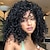 cheap Costume Wigs-Short Curly Wigs for Black Women - Ombre Brown Color Afro Curly Synthetic Wigs with Bangs