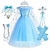 olcso Filmes és tévés témájú jelmezek-Frozen Hercegnő Tündérmese Elsa Ruhák Felszerelések Virágos lány ruha Lány Filmsztár jelmez aranyos stílus Kék (ujjatlan) Kék (hosszú ujjú) Esküvő Esküvői vendég Ruha Kesztyűk Nyakláncok