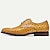 economico Oxford da uomo-scarpe eleganti da uomo stringate antiscivolo in pelle di struzzo gialla traforata