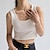 Недорогие Базовые плечевые изделия для женщин-Танк Жен. Черный Белый Коричневый Сплошной цвет Укороченный топ Для улицы Повседневные Мода U-образный вырез S