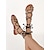ieftine Sandale de Damă-Pentru femei Sandale Sandale cu șireturi Sandale cu bretele Boho Zilnic Plajă Toc Drept Boemia Epocă Casual Piele microbiană Dantelat Negru Maro