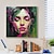 billige Portrætter-stor størrelse fantasy kvinde ansigt oliemaleri på lærred håndmalet moderne vægkunst til boligindretning i stuen (ingen ramme)
