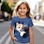 cheap Girl&#039;s 3D T-shirts-Girls&#039; 3D Cat Tee Shirts Short Sleeve 3D Print Summer Active Fashion Cute Polyester Kids 3-12 Years Crew Neck Outdoor Casual Daily Regular Fit