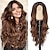cheap Synthetic Trendy Wigs-Long Brown Wavy Wig for Women 26 inch Curly Middle Part Wig Premium Protein Fiber Natural Looking Hair Replacement Wig for Daily Party Use Cosplay Costume Halloween Wig
