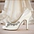 olcso Esküvői cipők-Női Esküvői cipők Csillogó kristály flitteres ékszer Menyasszonyi cipők Strasszkő Tűsarok Köröm Klasszikus Szatén Fekete Fehér Kristály