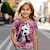billige piges 3d t-shirts-Pige 3D Hund T-shirt Skjorte Pink Kortærmet 3D-udskrivning Sommer Aktiv Mode Sød Stil Polyester Børn 3-12 år Rund hals udendørs Afslappet Daglig Regulær