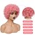 economico Parrucche di Carnevale-Parrucche afro ricce per donne nere parrucca riccia corta da 8 pollici con frangia parrucche sintetiche rosa resistenti al calore per donne nere parrucca afro kinky dal aspetto naturale per uso