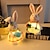 ieftine Decorațiuni de Paște-Iepure de Paște în picioare sculptură din rășină iepuraș de desene animate ținând ou strălucitor și morcov, ornament adorabil pentru desktop