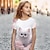 abordables Tops-Chica 3D Gato Camiseta Camisas Rosa Manga Corta Impresión 3D Verano Activo Moda Estilo lindo Poliéster Niños 3-12 años Cuello Barco Exterior Casual Diario Ajuste regular