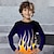 olcso fiú 3D-s pólók-Fiú 3D Tűz Póló Ing Hosszú ujj 3D nyomtatás Tavasz Ősz Sportok Divat Utcai sikk Poliészter Gyerekek 3-12 év Terített nyak Szabadtéri Hétköznapi Napi Normál