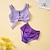 tanie Stroje kąpielowe-Brzdąc Dla dziewczynek Dwuczęściowa Kąpielówki Bikini Dzień Dziecka Solidne kolory Śłodkie Nadruk Kostiumy kąpielowe 1-5 lat Lato Fioletowy