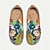 olcso Grafikus nyomtatott cipő-Női Tornacipők Lapos Slip-Ons Nyomtatási cipők Csúsztatható cipők Napi Utazás Virágos Festmény 3D Lapos Szabadság Alkalmi Kényelmes Vászon Papucs Zöld