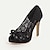 abordables Chaussures de mariée-Femme Chaussures de mariage Chaussures de mariée Noeud Talon Aiguille Bout ouvert Elégant Dentelle Mocassins Noir Blanche Ivoire